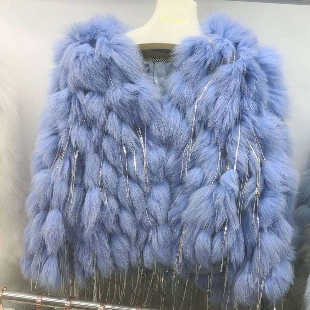 Hot Sales New Real With Tassels Fashion Winter Warm Women Coats Natural Fox Fur Coat Thick Jackets