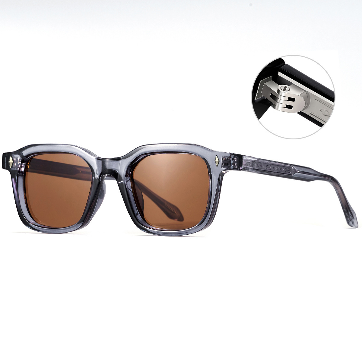 for Women High-End Men's Square Frame Tea Color UV Protection Sunglasses Acetate CP