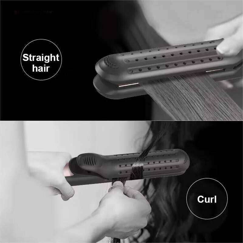 Quick Portable Hair Ptc Heating Led Light Display 2 In 1 Mini Air Styling Flat Iron Straightener