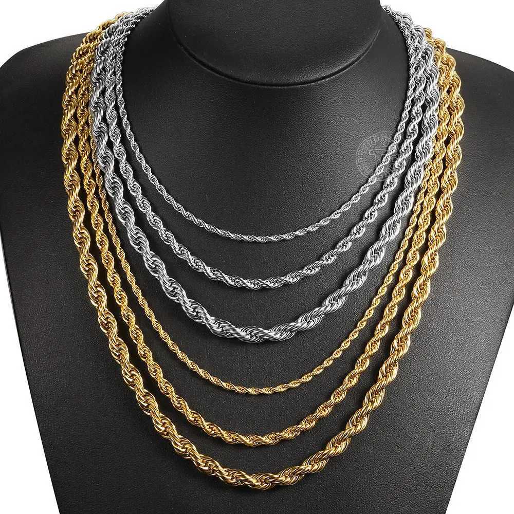 Stainless Steel Twisted Rope Link Chain 3/5/7mm Gold Silver Color Necklace for Men Women Jewelry Accessories W250616