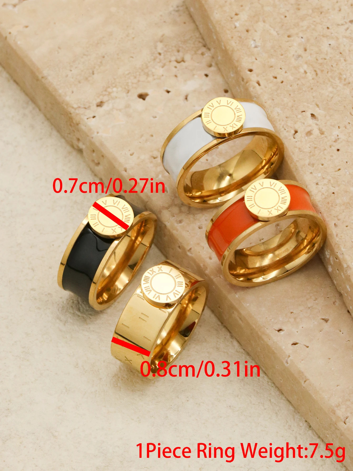 1Piece Trend stainless steel Roman Numerals rings for Men Women Round Colorful Enamel Couple Wedding Ring bague acier inoxydable 250610