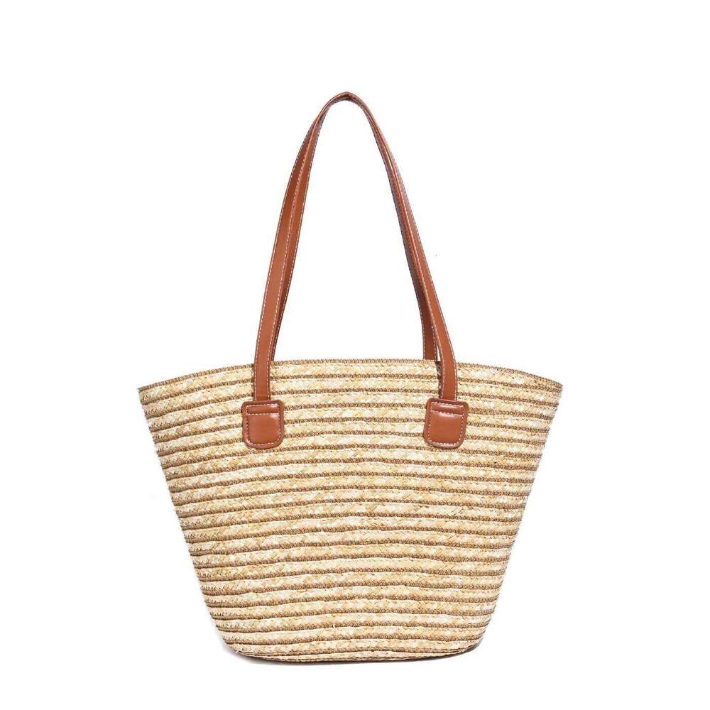 Casual large-capacity handbag, summer beach straw woven bag, casual vacation single-shoulder commuting tote bag