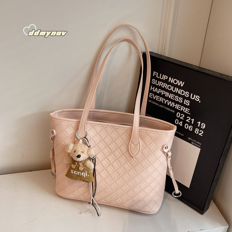 Korean Style Simple Elegant Commuter Tote for Women 2025 Summer Fashion Quilted Casual Shoulder Underarm Bag ddmynov ddmynov