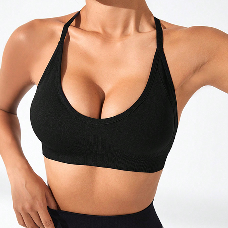 Seamless sports underwear women breathable yoga bra straps cross back fitness tops yoga clothing