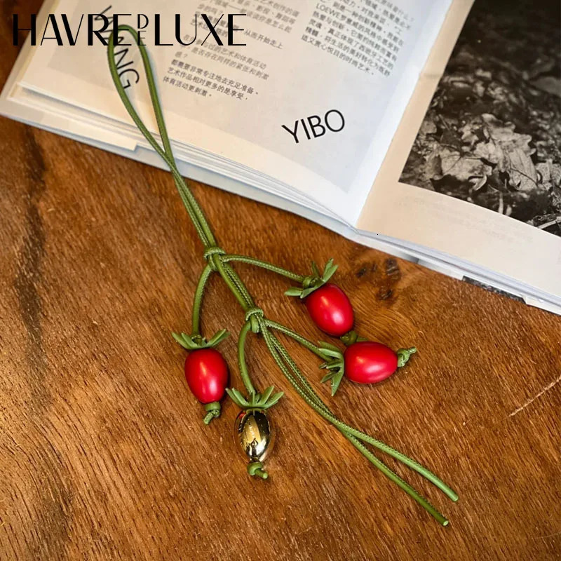 Cowhide bag charm exquisite tomato string pendant for women allmatch cute backpack accessories 250616