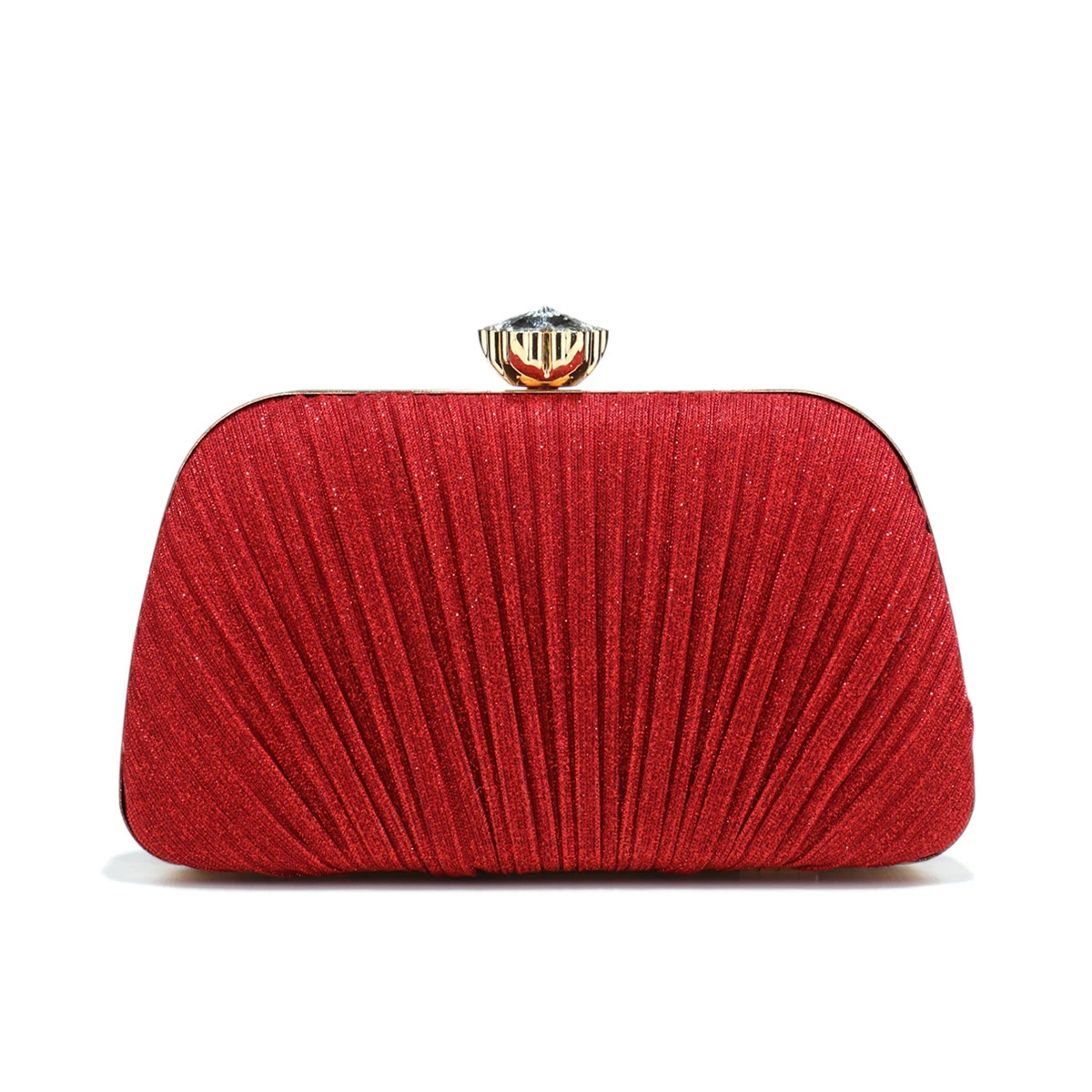 Shell Design Women Clutch Bags Ruched Sequins Evening Diamonds Glitter Metal Chain Handbags Banquet Dinner Prom Purse 250614