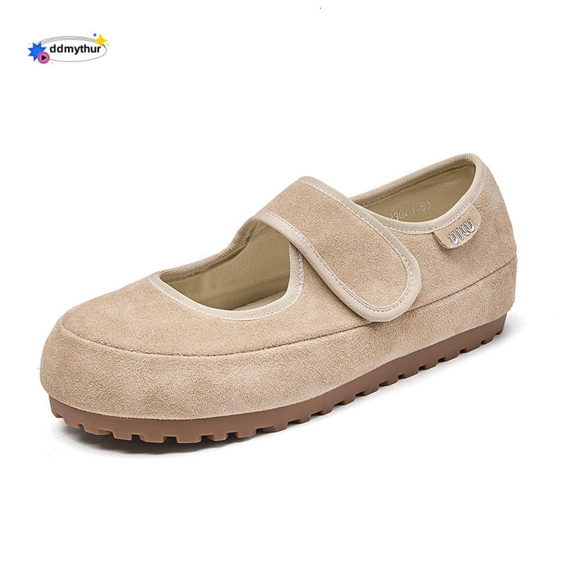 Cute Thick-Soled Comfortable Velcro Mary Jane for Women 2025 Spring Summer New Shallow Mouth Single Outdoor Dance Shoes ddmythur