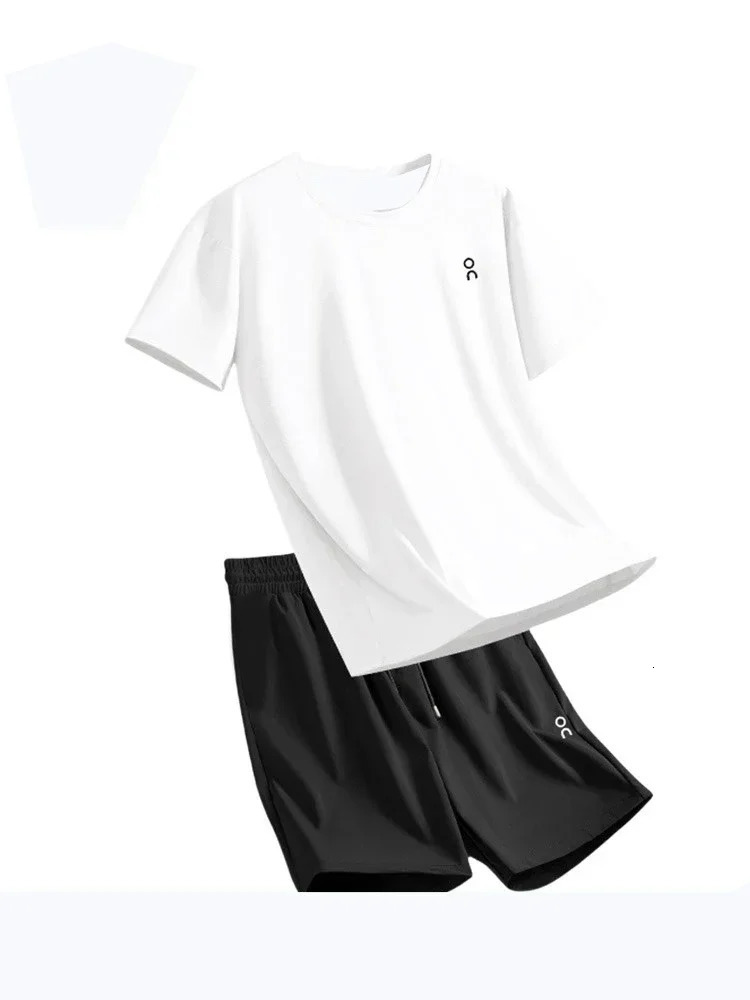 ON Sports Suit Mens Summer QuickDry Running TShirt Short Sleeve Shorts Half Fitness Clothing 250612