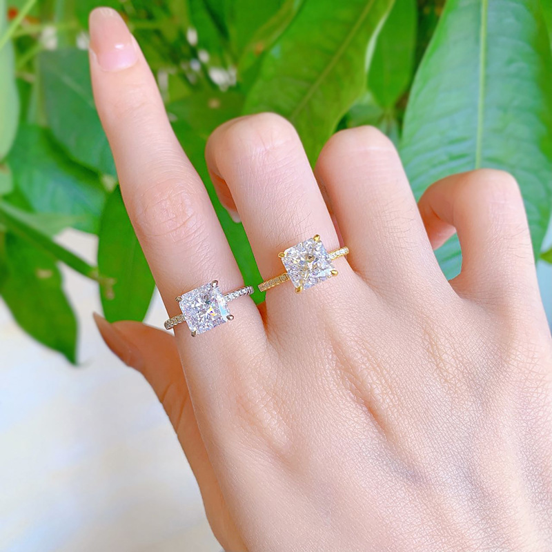 Choucong Ins Top Sell Sparkling Bright Wedding Rings Women Luxury Jewelry Geunine 100% 925 Sterling Silver 18K Gold Party Eternity White Moissanite Di