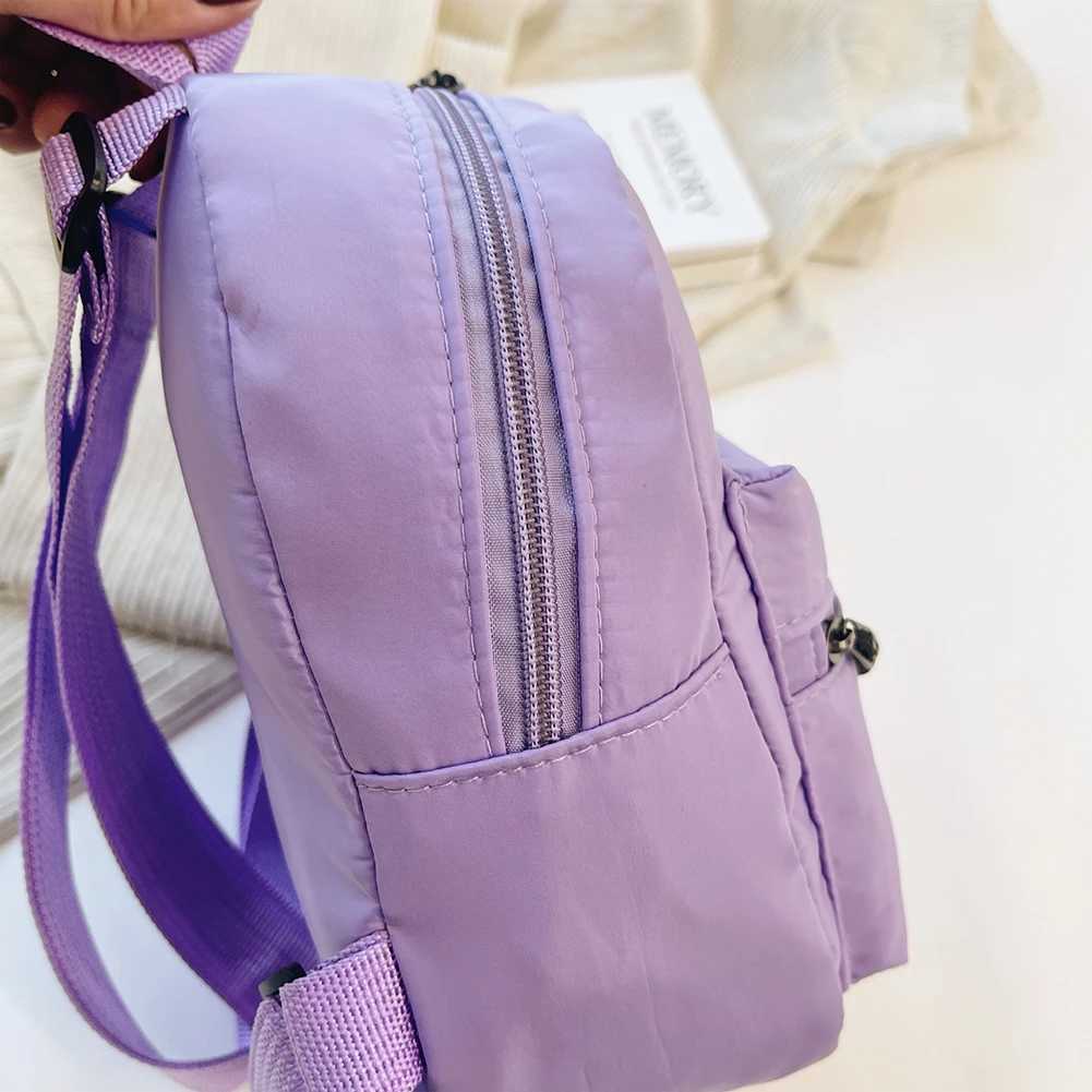Women Backpack Solid Color Preppy Style Nylon School Travel Mini Rucksack Large Capacity Handbag Z250617