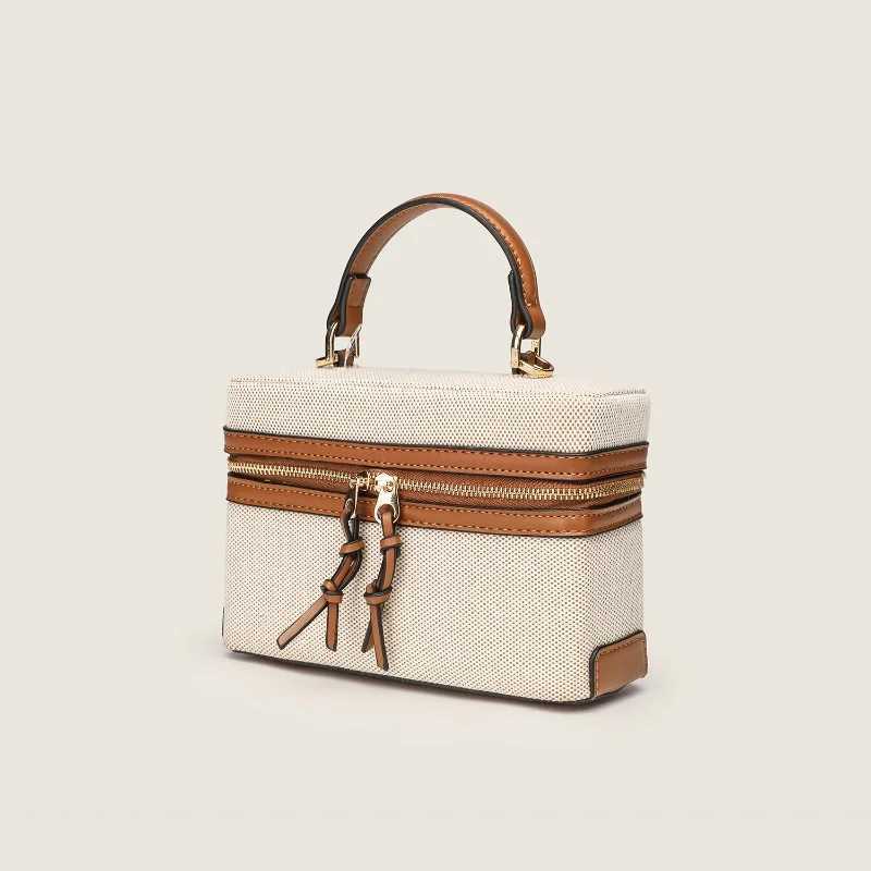 Trend Design Vintage Woolen Box Lady Handbag Leather Double Zipper Crossbody Bag 2025 Square Chains Sling Bag Shoulder Bag Z250617