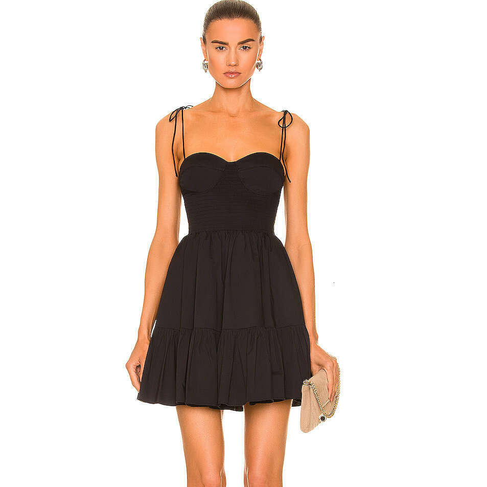 Sexy Goth Womens Designer Clothing Festival Bodysuit 583 Summer New 2025 Black Strap Slim Sexy Hot Girl Dress Pure Cotton Short Small Petite Women