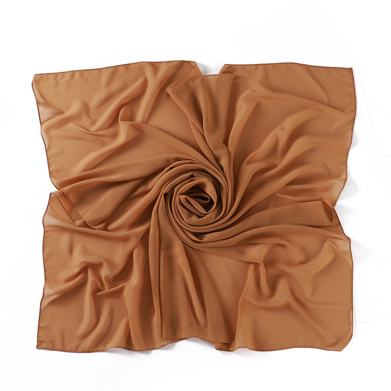 K1046 2024 new solid color pearl chiffon scarf silk scarf wholesale Malaysia square scarf