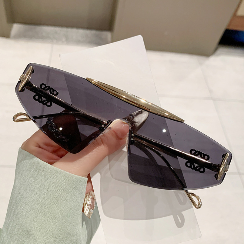 New Frameless Men, Trendy Ins Style, Fashionable And Unique Cat Eye Sunglasses For Women