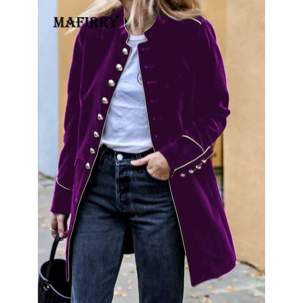 Women Autumn Winter Warm Veet Jackets Female Streetwear Loose Casual Long Sleeve Coat Patchwork Multiple Buttons Solid Outwear