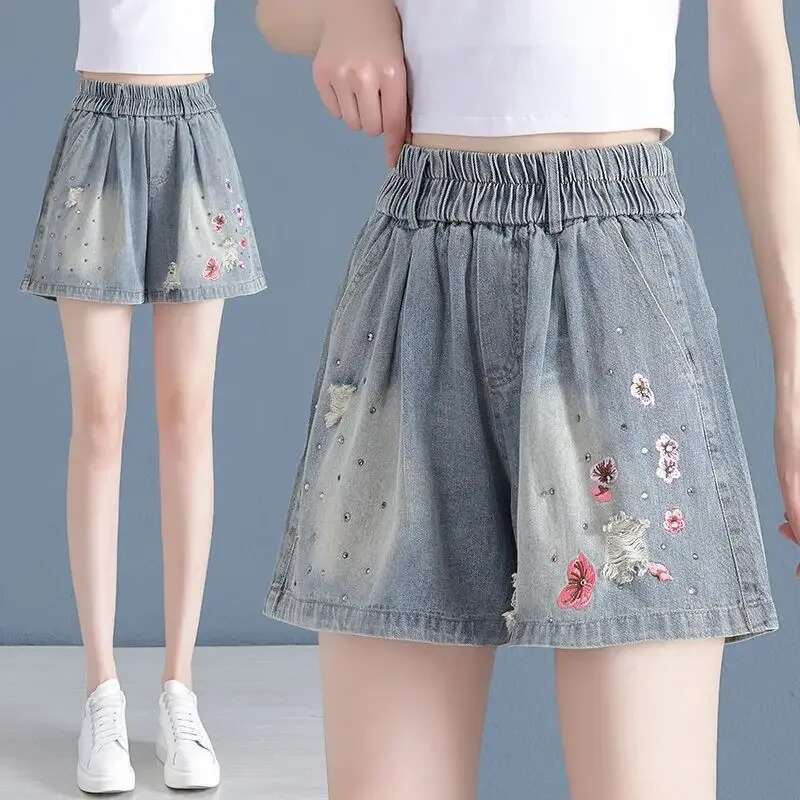 Baggy Denim Shorts for Women Loose With Waist Pocket Short Jean Pants Woman Wide Outfits XL Korean Style Classic Wholesale Hot