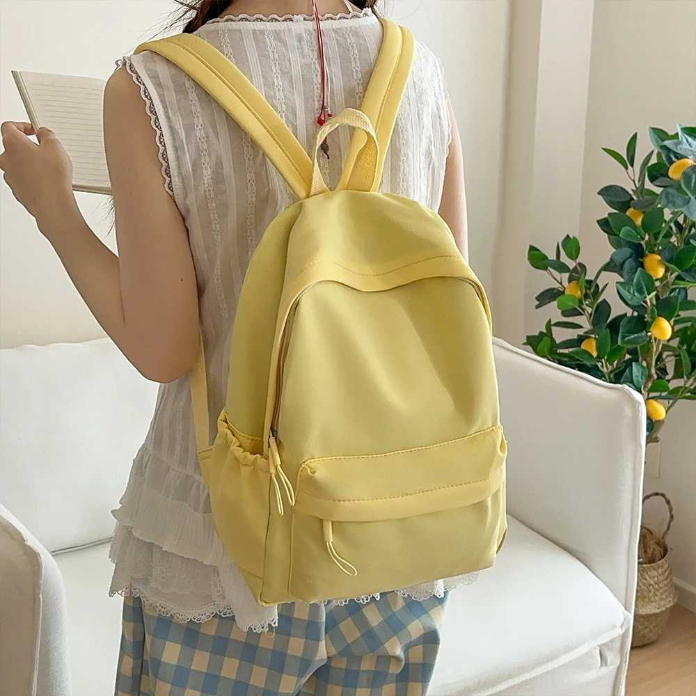 Backpack Simple Casual Solid Color Backpack for Junior High School and College Students Harajuku Versatile Backpack Z250617