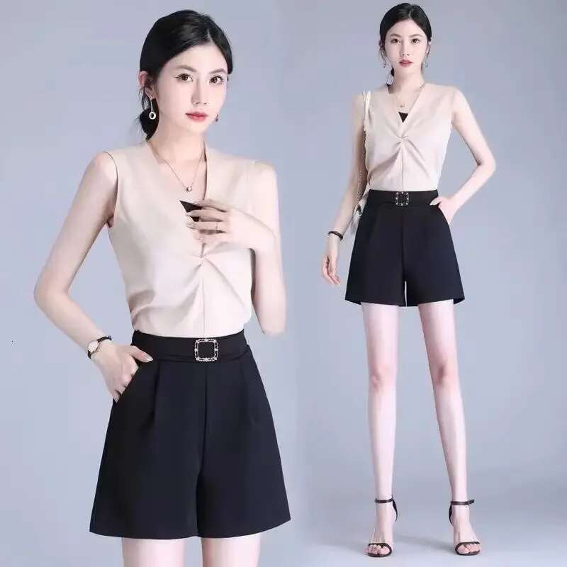 Elastic Waist Shorts For Women Pocket Short Pants Woman Womens Summer Cheap Korean Style Flowy Designer Elasticty Design Luxury