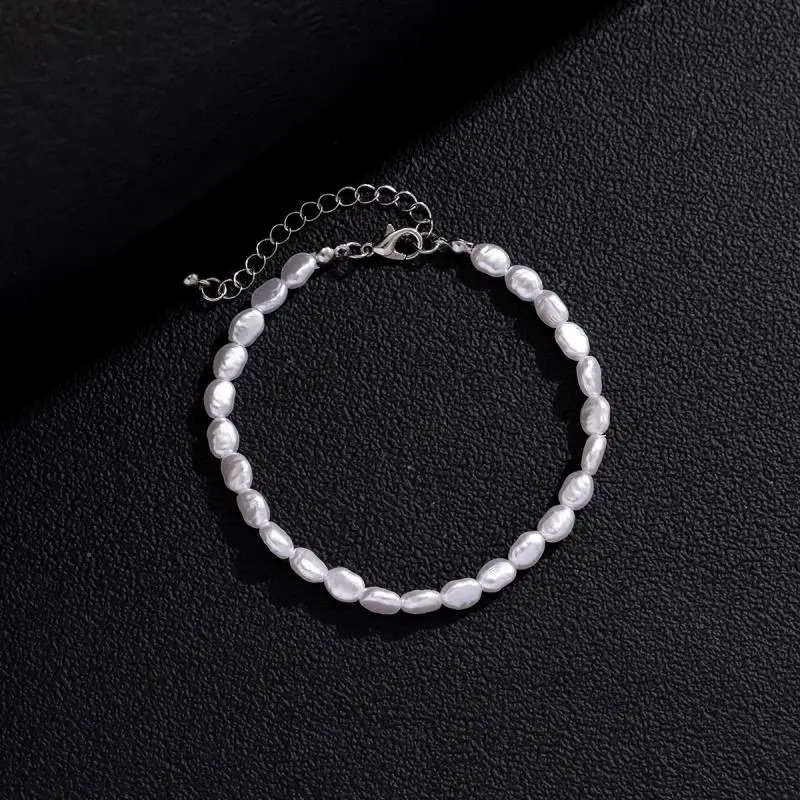 Fashion Oval Pearl Chain Bracelet Necklace Men Women Handmade Classic Chain Beads Bracelet for Men Jewelry Set 250616