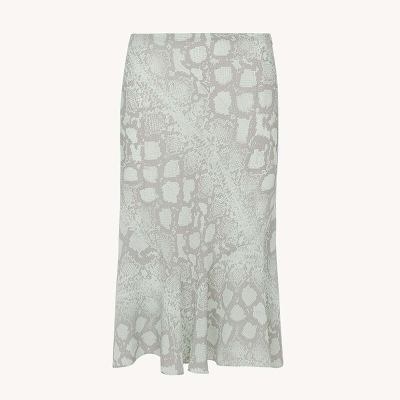 Summer Dress Womandress Robe De Designer Partydress 269 Summer 2025 New 18mm Silk Sexy Snake Skin Gray Pattern Midi Skirt French Style Womens Fashion