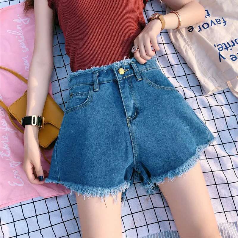 Loose Womens Denim Shorts Short Pants for Women To Wear Baggy Jeans High Waist Wide Fashion Korean Style Outdoor Classic XL Hot
