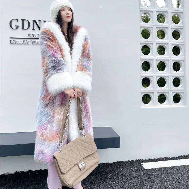 Dream Long Loose Chinese Ancient Color Women's Toka Hooded Cape X-Long Streetwear Faux Fur Coat