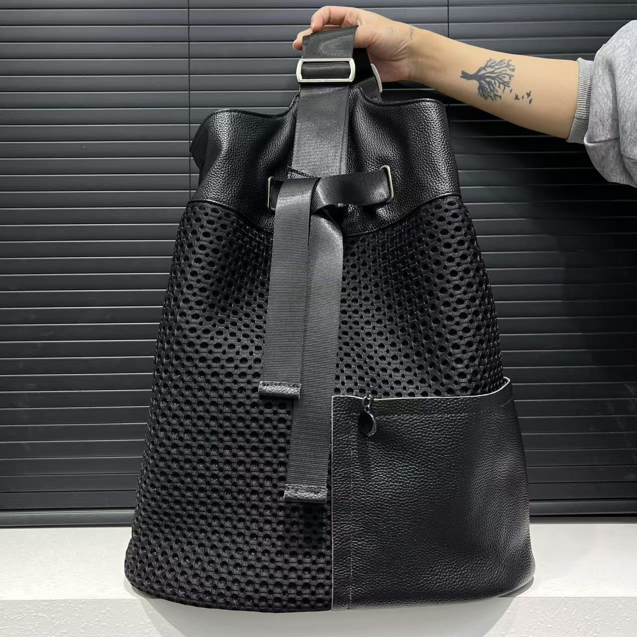 Free Shipping Designer Luxury Women's Backpack Fashion Mesh Lightweight New Handbag Large Capacity Patchwork Trendy Shoulder Bag