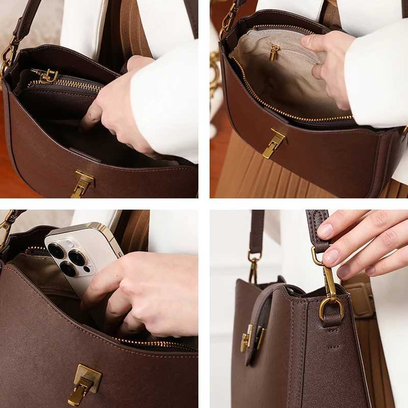 Womens Cowhide Genuine Leather Shoulder Bag Ladies Soft Natural Cow Leather Handbag Female Fashion Design Crossbody Bags Z250617