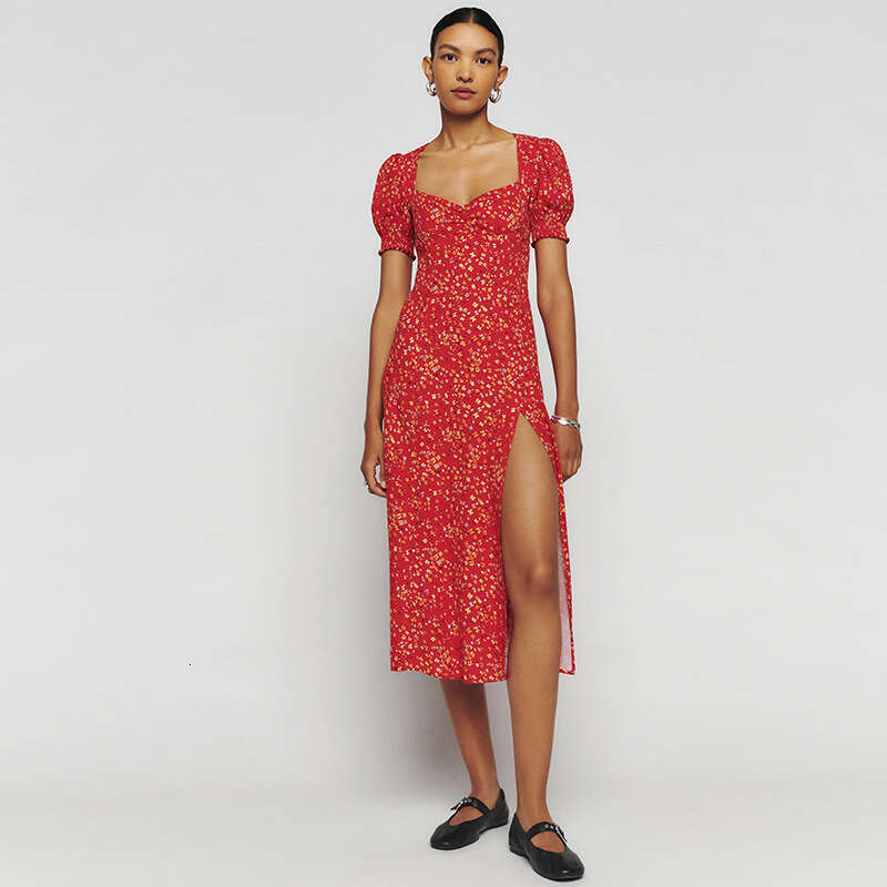 June Maxi Dress for Women Plus Size Dresses 120#ref Rayon Liu Yifei Same Xu Hongdou Floral Dress 2025 Summer New French Style
