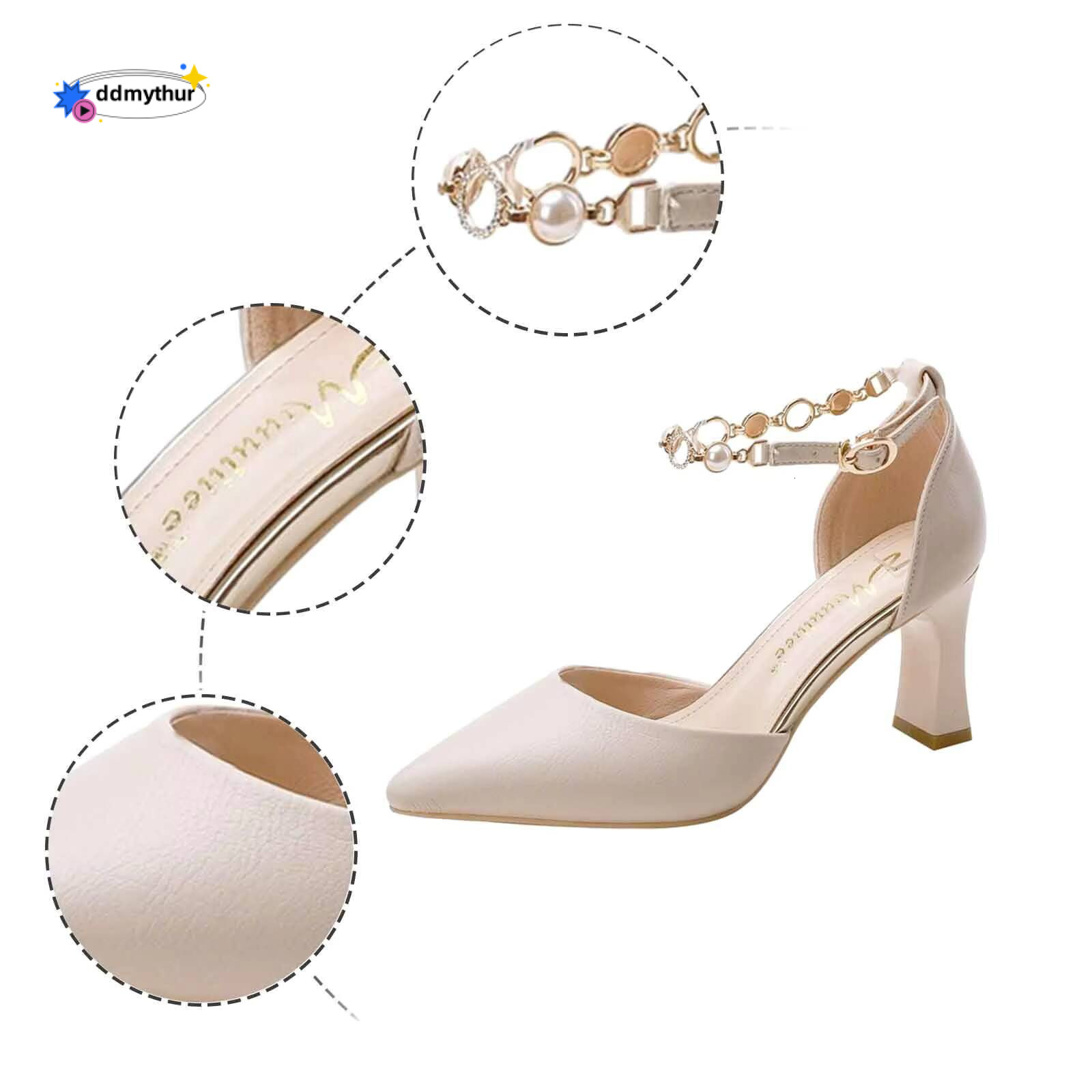 Leather Sandals for Women Flat 5cm Women's European And Fashion Seasonal High Heels Wedding Shoes Pointed Thin Men Slippers ddmythur