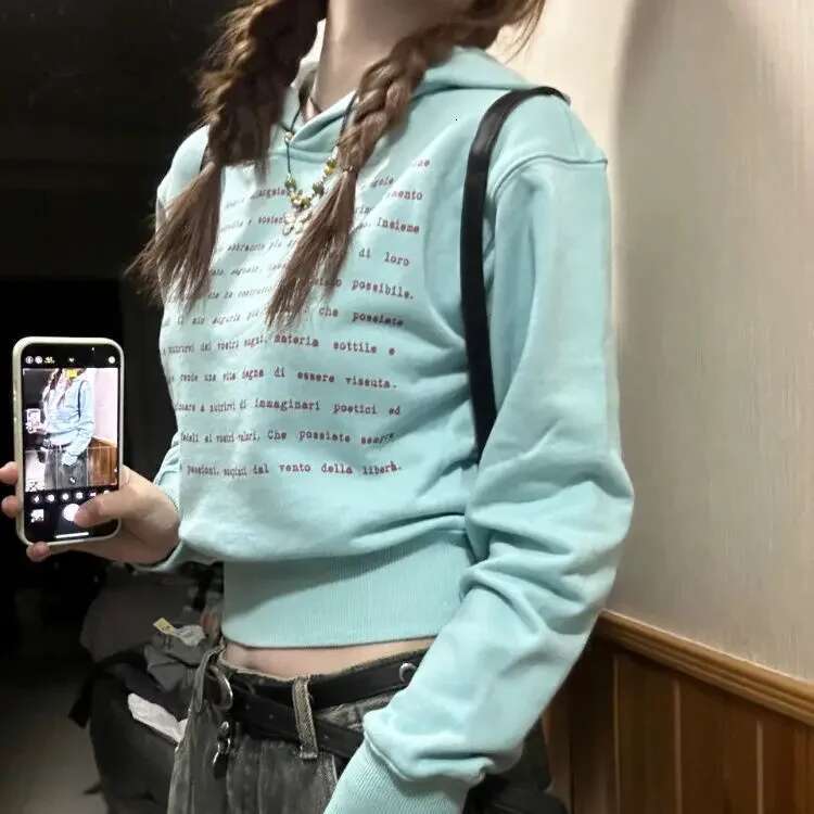 Hoodies Spring and Autumn Hooded Sweatshirt for Women Text Letter Printing Woman Tops Youthful Clothes Long Sleeve Basic Emo Xxl