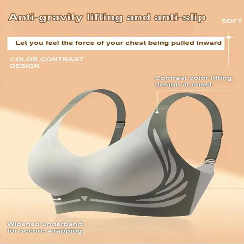 Powerful Push up Seamless Bra Women Gathered Up Wireless Bra Soft Full Coverage Support Adjustable Underwear Anti Sagging Bra 250617