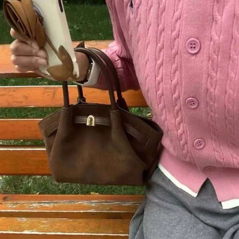 Niche Texture Sunshine House Grinding Veet Dumpling Tote Bag Female 2024 New Handheld Single Shoulder Crossbody Bags