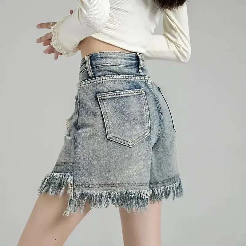 Summer High Waist Ripped Denim Shorts for Women Low Price Japanese 2000s Style Short Jean Pants Woman Design Elegant XL Jorts