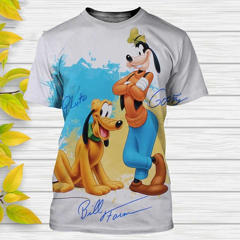 Disney 2024 New Disney Goofy 3D Print T-Shirts Cartoon Streetwear Men Women Tees Tops Kids Boys Girls Casual Fashion T Shirt W250617