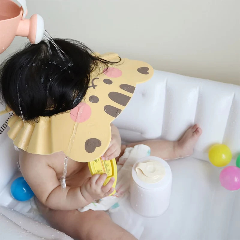 Adjustable Baby Shampoo Shower Cap born Baby Bath Accessories Children Bathing Wash Hair Shield Hat Ear Protection Head Cover 250617