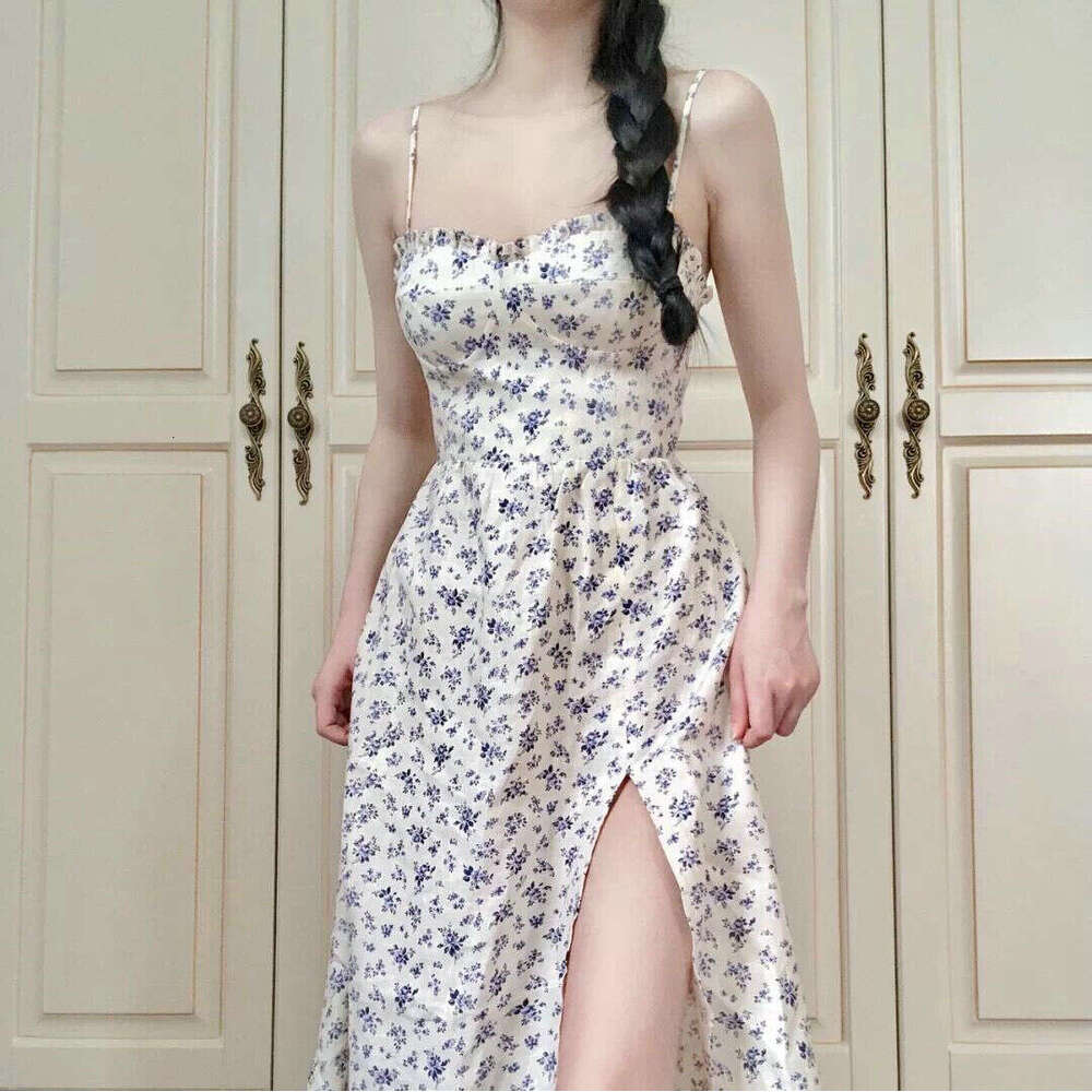 Dresses for Woman Party Designer Dresses Fulllace Black Dress N665 # 2025 Floral Strap Tie Linen Sexy Split Beach Vacation Style Pure Desire Dress