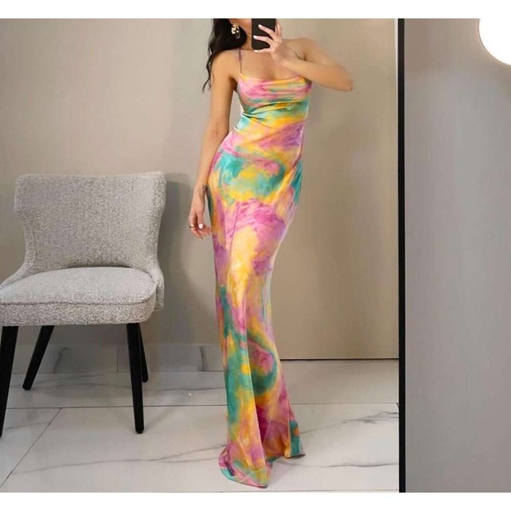 Women's Fashion Summer New Stylish Elegant Printed Sexy Slim Dress B5