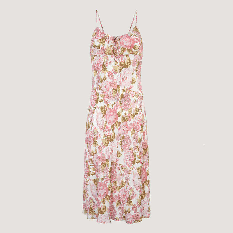 Vestido De Mujer Partydress Maxi Dress for Women June Vestidos Womandress 054#new 2025 Floral Sexy Mid-length Slim French Style Strap Dress Womens Fas
