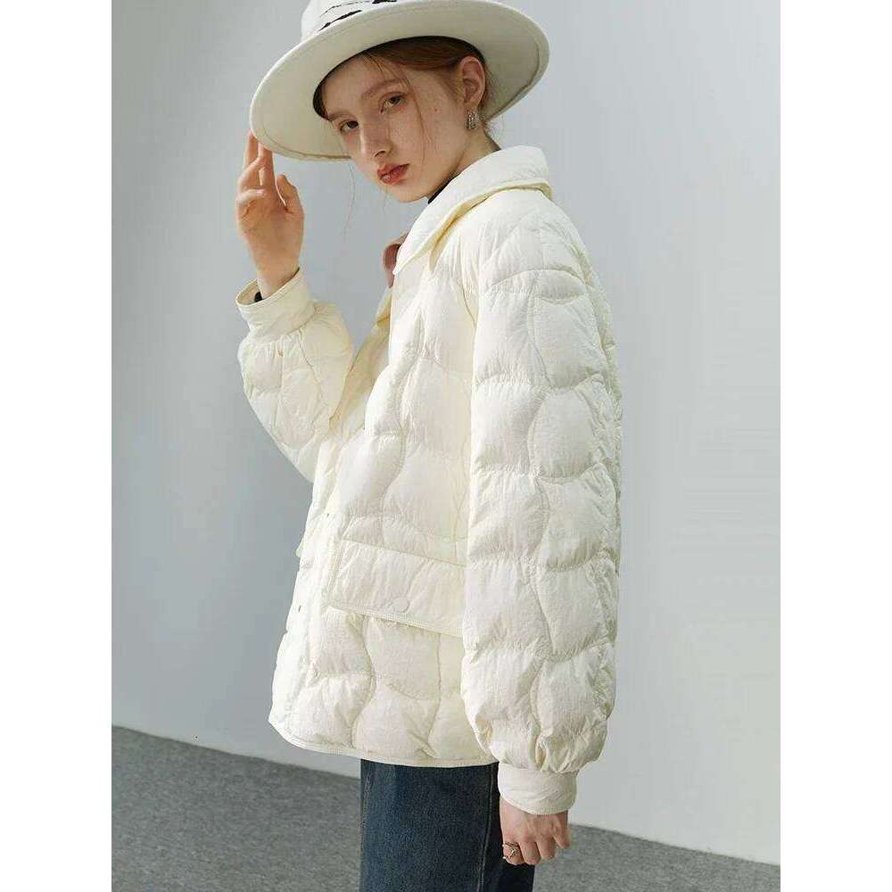 FSLE Butterfly Collar Short Loose Jacket Women Winter 2022 New Casual 90% Down Filling Female Lightweight Jackets
