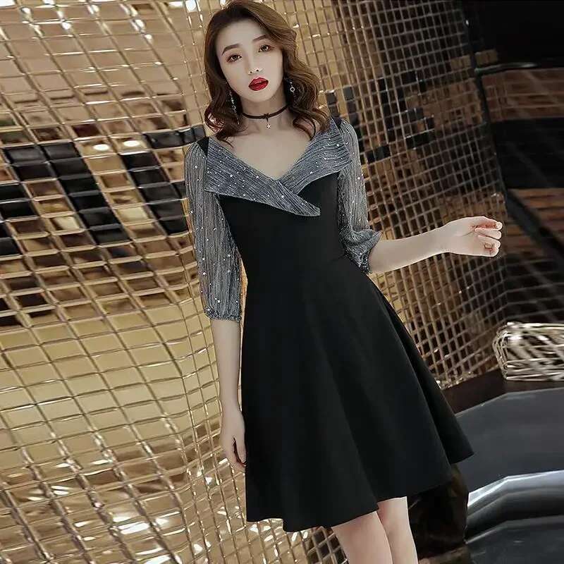 A Line Korean Style Midi Mesh Womens Long Sleeve Dresses New Features of In Fashion Summer 2025 Elegant Party Xxl Female Dress