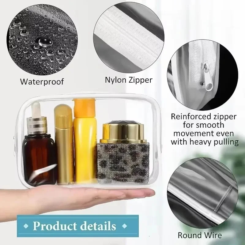 120pcs Transparent PVC Storage Travel Organizer Clear Makeup Bag Beautician Cosmetic Beauty Case Toiletry Wash Bags 250614