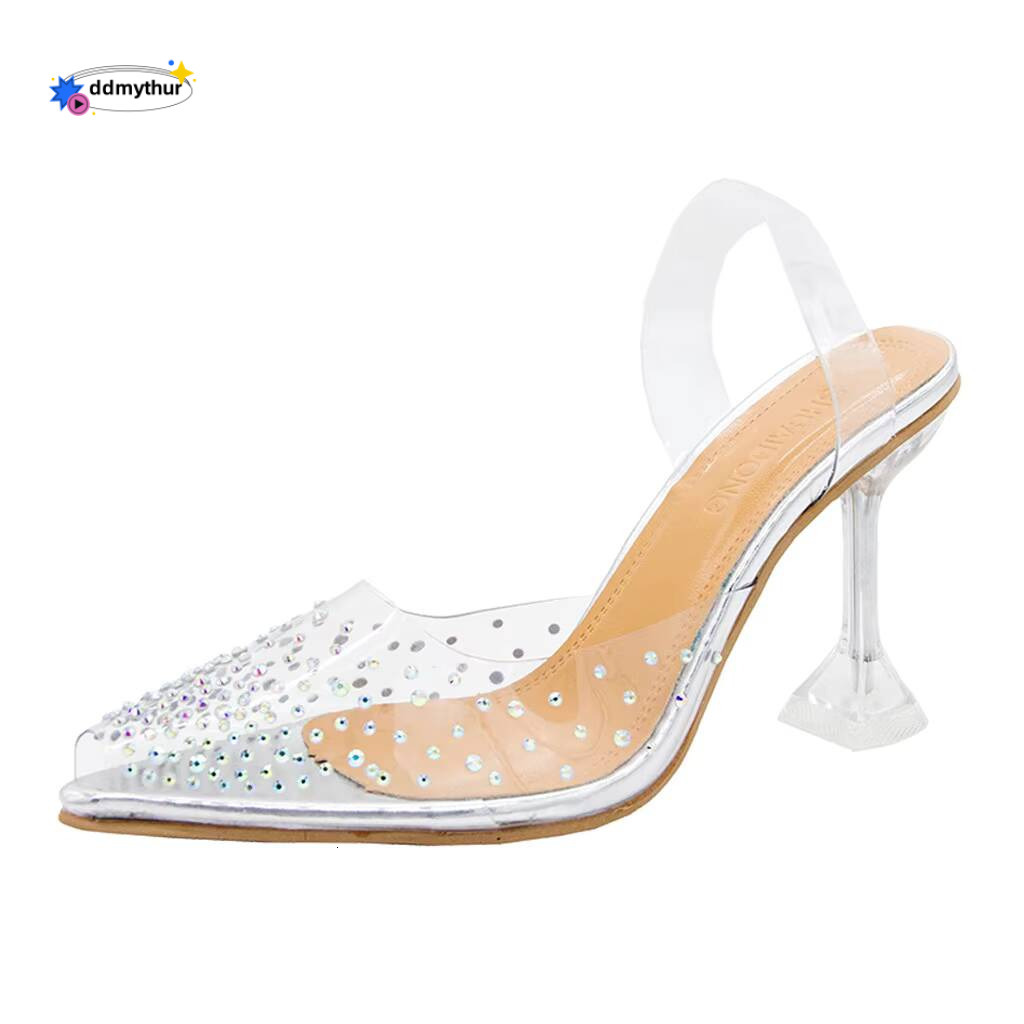 Sandals Platforms High Heel Point Transparent Shoes Single Crystal Dress Stiletto Summer Heels Women'S Casual Cork Women ddmythur
