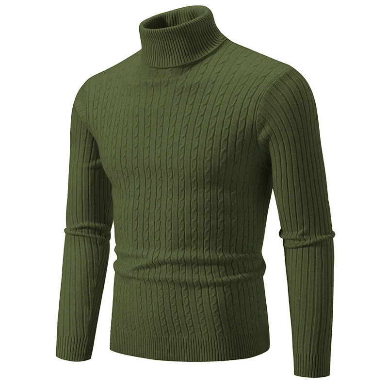 Mens High Neck Sweater Solid Color Pullover Knitted Warm Casual Turtleneck Sweatwear Woolen Mens Winter Outdoor Tops 250616