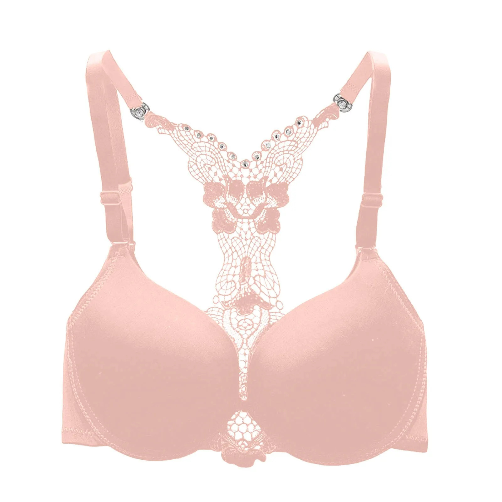 WomenS Bras Front Button Y-Shaped Butterfly Beautiful Back Gathered Sexy Bra With Steel Ring And Lace Adjustment Shockproof Bra 250617