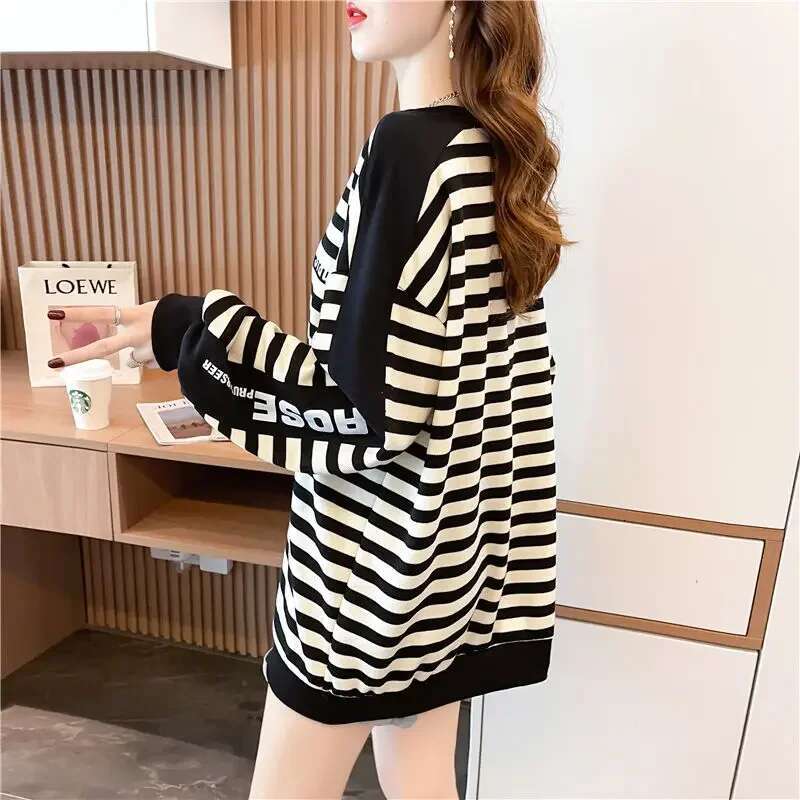 Cotton Woman Tops Loose Korean Baggy Pullover Sweat-shirt Designer Essential 2025 Trend Sweatshirt for Women 90s Vintage Y2k