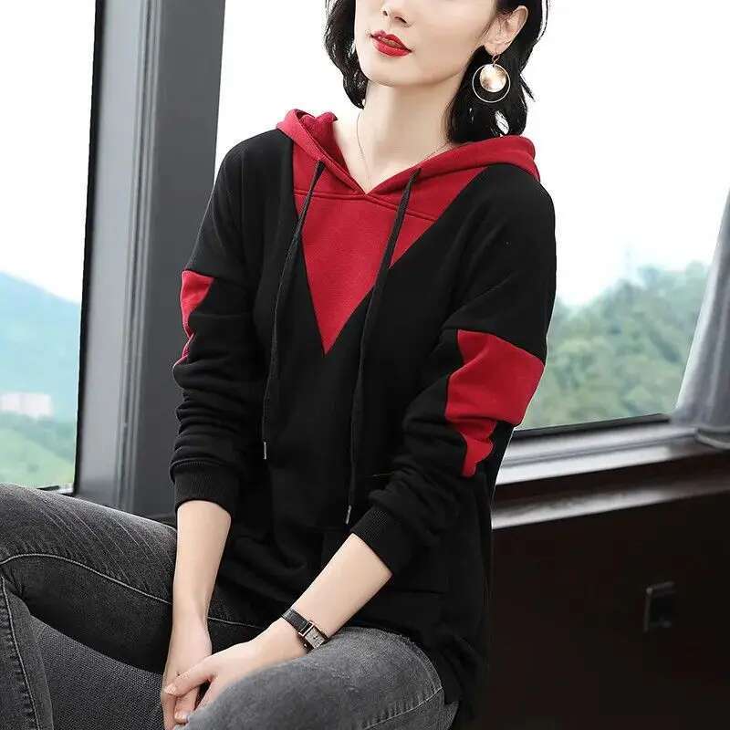 Black Hoodies Slim Top Graphic Red Woman Clothing Cropped Hooded Womens Sweatshirt Cheap And Korean Style Xxl Designer New In