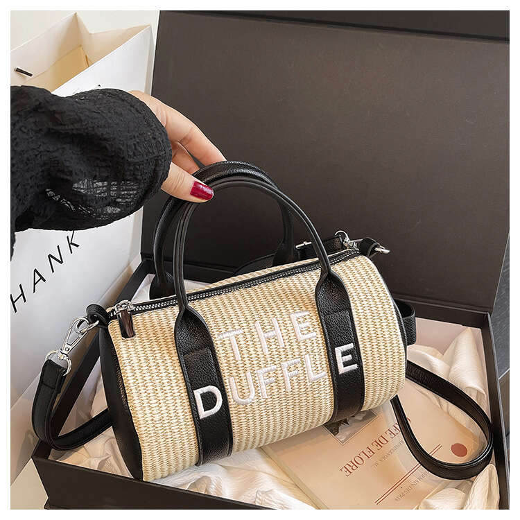 Crossbody Women's Large Capacity Summer Letter Handbag Straw Woven Backpack Trendy Shoulder Tote Bag