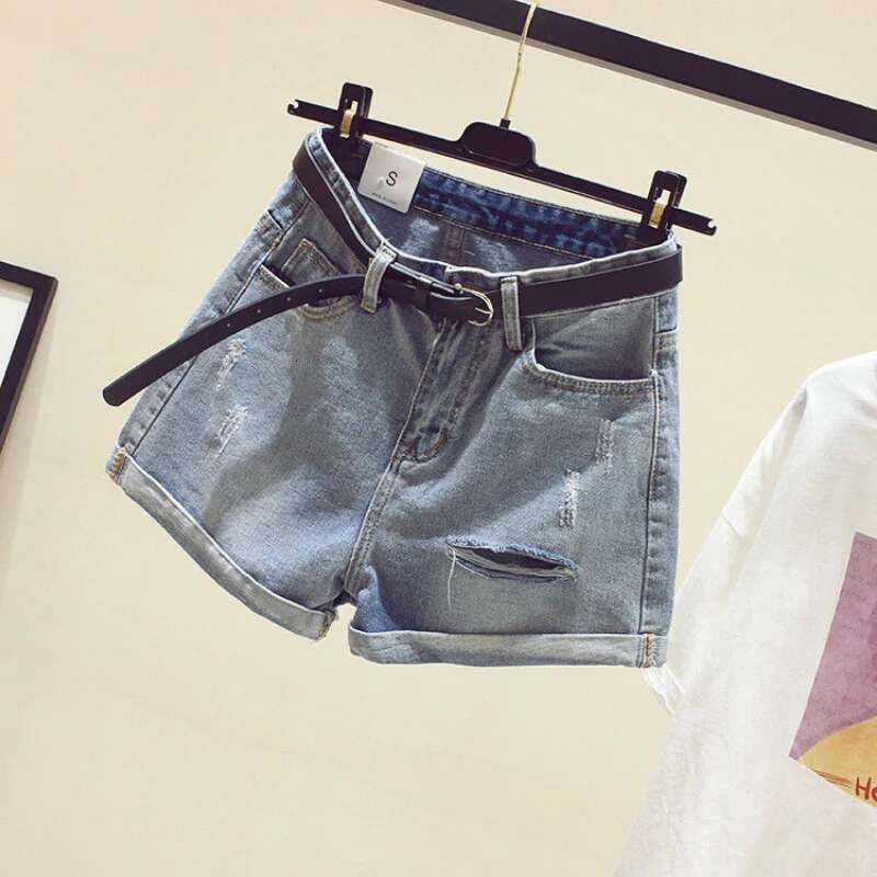 Womens Shorts Wide Work Short Pants for Women To Wear Denim Office Ripped Mini Jeans Aesthetic Classic Casual New In Streetwear