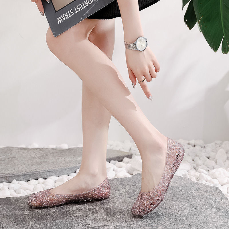 Summer foreign trade cross-border hollow women's sandals shiny crystal breathable shoes designer sandals casual women's jelly shoes